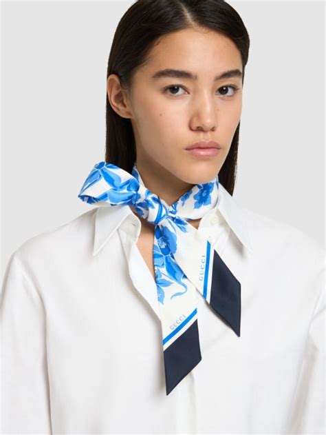 gucci blue bow|Gucci silk neck bow.